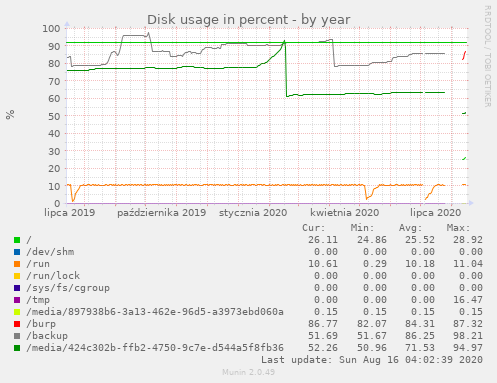 Disk usage in percent