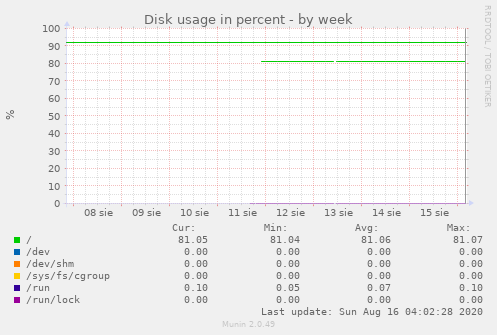 Disk usage in percent